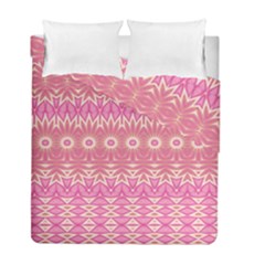 Boho Pink Floral Pattern Duvet Cover Double Side (full/ Double Size) by SpinnyChairDesigns