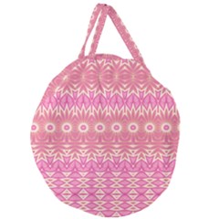 Boho Pink Floral Pattern Giant Round Zipper Tote by SpinnyChairDesigns