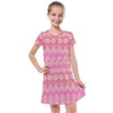 Boho Pink Floral Pattern Kids  Cross Web Dress View1