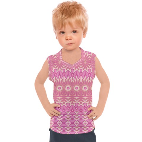 Boho Pink Floral Pattern Kids  Sport Tank Top by SpinnyChairDesigns