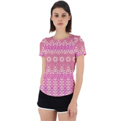 Boho Pink Floral Pattern Back Cut Out Sport Tee by SpinnyChairDesigns