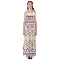 Boho Violet Yellow Empire Waist Maxi Dress by SpinnyChairDesigns