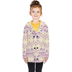 Boho Violet Yellow Kids  Double Breasted Button Coat by SpinnyChairDesigns