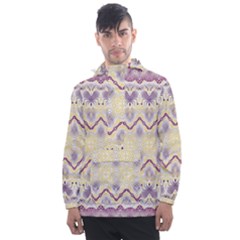 Boho Violet Yellow Men s Front Pocket Pullover Windbreaker by SpinnyChairDesigns