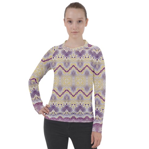 Boho Violet Yellow Women s Pique Long Sleeve Tee by SpinnyChairDesigns