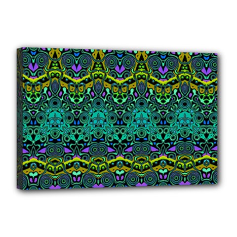 Boho Emerald Green Canvas 18  X 12  (stretched) by SpinnyChairDesigns