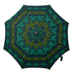 Boho Emerald Green Hook Handle Umbrellas (small) by SpinnyChairDesigns