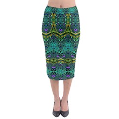 Boho Emerald Green Midi Pencil Skirt by SpinnyChairDesigns