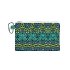 Boho Emerald Green Canvas Cosmetic Bag (small) by SpinnyChairDesigns