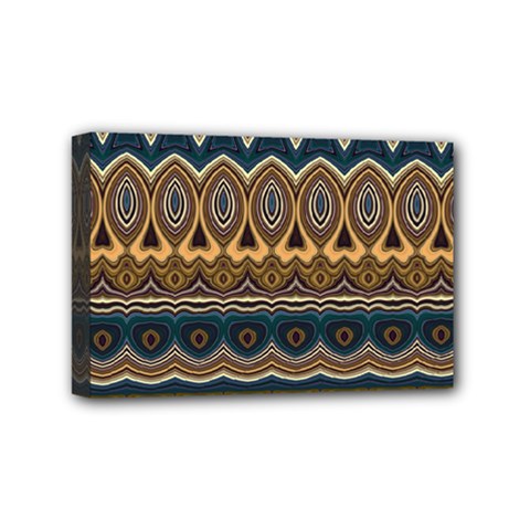 Boho Brown Blue Mini Canvas 6  X 4  (stretched)