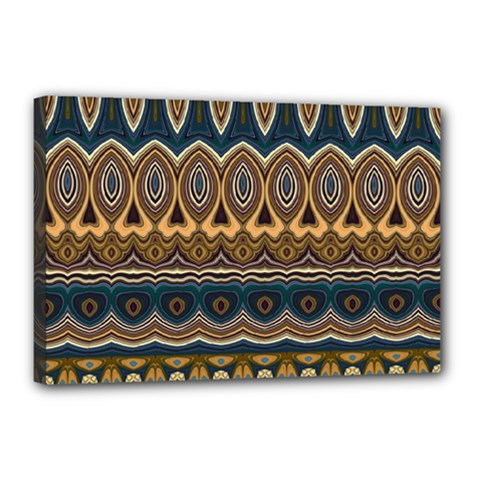 Boho Brown Blue Canvas 18  X 12  (stretched) by SpinnyChairDesigns