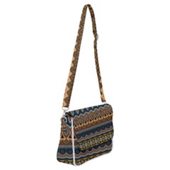 Boho Brown Blue Shoulder Bag With Back Zipper by SpinnyChairDesigns