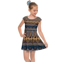 Boho Brown Blue Kids  Cap Sleeve Dress by SpinnyChairDesigns