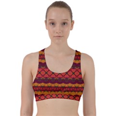Boho Red Gold Back Weave Sports Bra by SpinnyChairDesigns