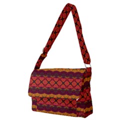 Boho Red Gold Full Print Messenger Bag (m) by SpinnyChairDesigns