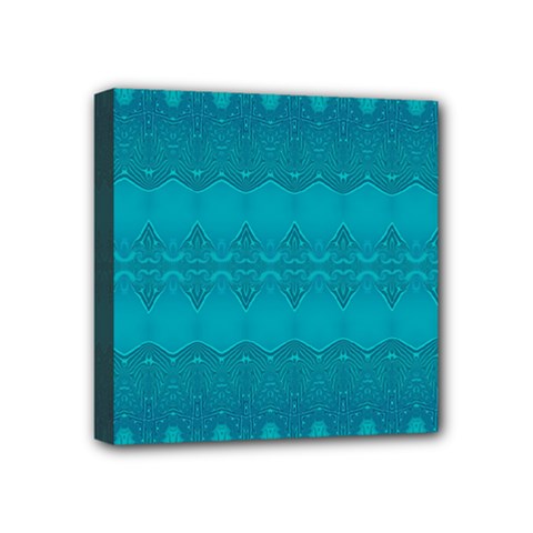 Boho Teal Pattern Mini Canvas 4  X 4  (stretched) by SpinnyChairDesigns
