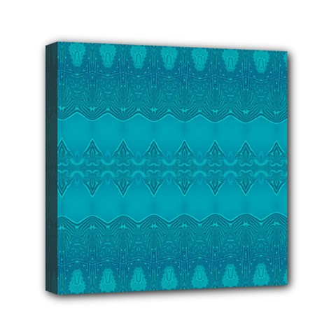 Boho Teal Pattern Mini Canvas 6  X 6  (stretched)