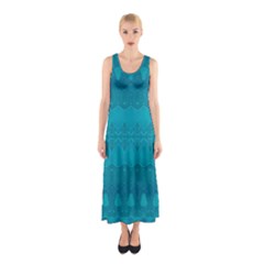 Boho Teal Pattern Sleeveless Maxi Dress by SpinnyChairDesigns