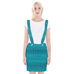 Boho Teal Pattern Braces Suspender Skirt by SpinnyChairDesigns