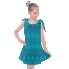 Boho Teal Pattern Kids  Tie Up Tunic Dress by SpinnyChairDesigns