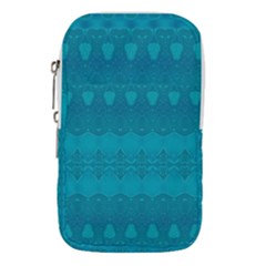 Boho Teal Pattern Waist Pouch (large) by SpinnyChairDesigns