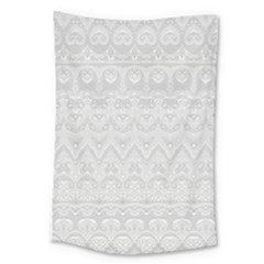 Boho White Wedding Lace Pattern Large Tapestry by SpinnyChairDesigns