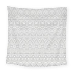 Boho White Wedding Lace Pattern Square Tapestry (large) by SpinnyChairDesigns