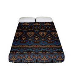 Boho Blue Gold Pattern Fitted Sheet (full/ Double Size) by SpinnyChairDesigns