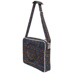 Boho Blue Gold Pattern Cross Body Office Bag by SpinnyChairDesigns