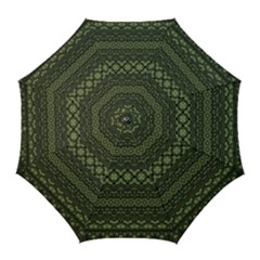 Boho Sage Green Black Golf Umbrellas by SpinnyChairDesigns