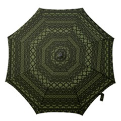Boho Sage Green Black Hook Handle Umbrellas (large) by SpinnyChairDesigns