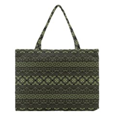 Boho Sage Green Black Medium Tote Bag by SpinnyChairDesigns