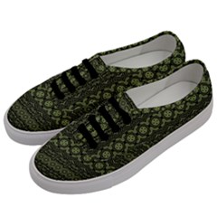 Boho Sage Green Black Men s Classic Low Top Sneakers by SpinnyChairDesigns