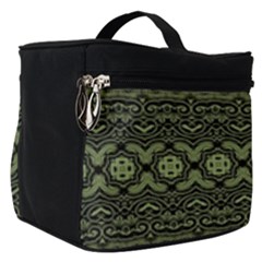 Boho Sage Green Black Make Up Travel Bag (small) by SpinnyChairDesigns