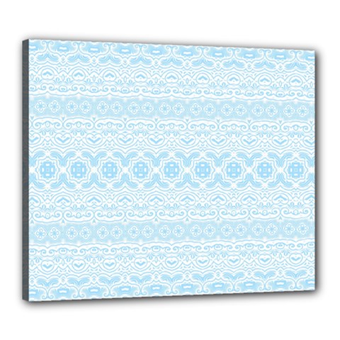 Boho Baby Blue Pattern Canvas 24  X 20  (stretched) by SpinnyChairDesigns