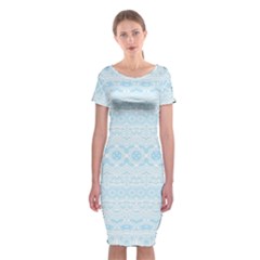 Boho Baby Blue Pattern Classic Short Sleeve Midi Dress