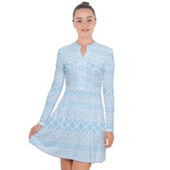 Boho Baby Blue Pattern Long Sleeve Panel Dress by SpinnyChairDesigns