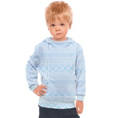 Boho Baby Blue Pattern Kids  Hooded Pullover by SpinnyChairDesigns