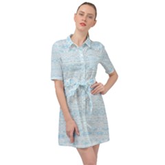 Boho Baby Blue Pattern Belted Shirt Dress by SpinnyChairDesigns