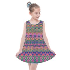 Boho Colorful Pattern Kids  Summer Dress by SpinnyChairDesigns