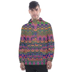 Boho Colorful Pattern Men s Front Pocket Pullover Windbreaker by SpinnyChairDesigns
