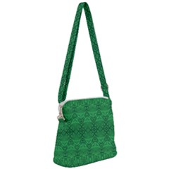 Boho Emerald Green Zipper Messenger Bag by SpinnyChairDesigns