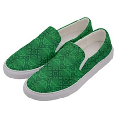 Boho Emerald Green Men s Canvas Slip Ons by SpinnyChairDesigns