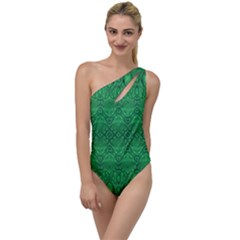 Boho Emerald Green To One Side Swimsuit by SpinnyChairDesigns