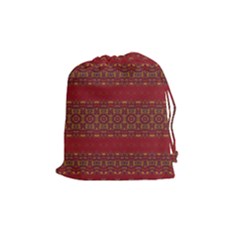 Boho Red Gold Drawstring Pouch (medium) by SpinnyChairDesigns