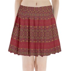 Boho Red Gold Pleated Mini Skirt by SpinnyChairDesigns