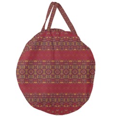 Boho Red Gold Giant Round Zipper Tote by SpinnyChairDesigns