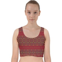 Boho Red Gold Velvet Racer Back Crop Top by SpinnyChairDesigns