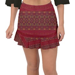 Boho Red Gold Fishtail Mini Chiffon Skirt