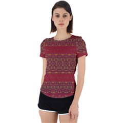 Boho Red Gold Back Cut Out Sport Tee by SpinnyChairDesigns